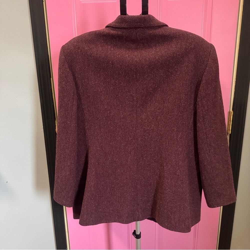 Vintage Norm‎ Thompson Burgundy  Blazer Classic Wool Jacket - Picture 6 of 7